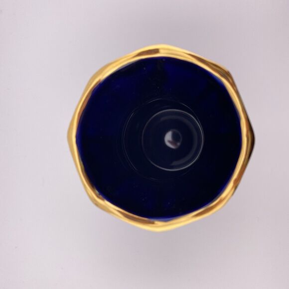 LIMOGES France Cobalt Blue  22K Gold Courting Couple Design Porcelain Vase - Picture 5 of 6